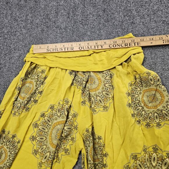 Bohemian Hippie Harem Pants 24" Elastic Waist Yellow Paisley Made in Italy Flowy - Picture 5 of 7